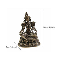 Brass Guanyin Statue Intricate Details Miniature Buddha Ornament for Altar, Desk