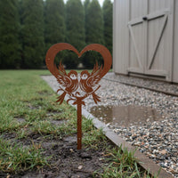 Heart Bird Stake Valentine Gift Metal Garden Stake Weatherproof Outdoor Decor for Patio
