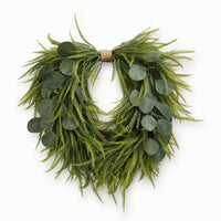 Heart-Shaped Wreath Easy to Hang Fern and Eucalyptus Wreath Full for Entryway