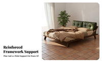 Vintage design foundation Bed Frame with Headboard No Box coil Needed Woven Panel Bed Frame Lowsilhouette Design Bedroom Furniture Natural Aesthetic for partners, Homeowners, Renters, Guest Room, Home, Apartment