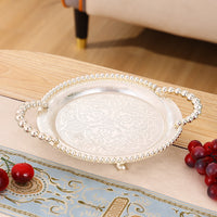 Nordic Style Iron Fruit Bowl with Pearl Handle for Snacks and Cake