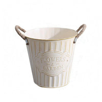 Metal Flower Pail Embossed Plaque Iron Plant Pot Rustic