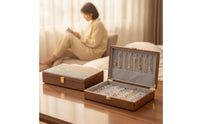 Wooden Jewelry Box Solid Wood Jewelry Box with Hinged Lid Multi-Compartment Organizer for Women, Vanity, Dresser