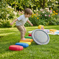 7 Pieces Stepping Stones with Balance Board Foam Balance Stepping Toy Coordination Toy Non-Slip Active for Children