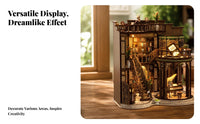 Decorative DIY Wooden Book-Hall Kit Easy to Assemble LED Miniature Bookstore