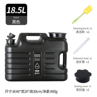 18.5L Black PE Food-Grade Water Bucket with Faucet for Camping