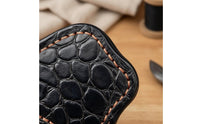 Contrast Stitching Leather Chalk Clip Cowhide Billiard Chalk Clip Petal-Shaped Sports Accessory Black