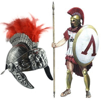 塑料武士头盔斯巴达帽子中世纪古罗马复古武士战士羽毛狮子头盔
