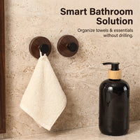 Wooden Suction Cup Hook, Suction Hook Wood, Walnut Wood Grain Knob Hook, Heavy Duty Suction Cup Hook for Kitchen, Renter Organizer