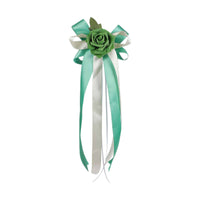 1 Piece Suction-cup Artificial Rose Car Ornament Ribbon Bow Decoration Hanging Floral Accessory Elegant Satin Suitable for Wedding Procession Car Mirror Car Door Handle