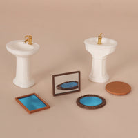 Miniature Bathroom Sink and Mirror Dollhouse Accessory