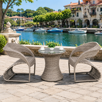 Garden Table Set, Outdoor Rattan Dining Set, PE Rattan, 3-piece Set, For Balcony, Terrace
