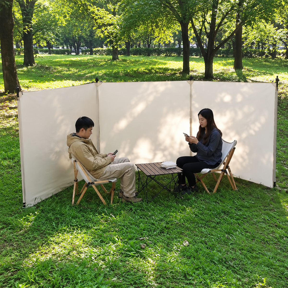 Polyester Wind Screen 420x140cm Large Windbreak Camp Wind Shield for Bonfire Solo Camping Gear