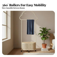 Rolling Clothes Stand with Basket Minimalist Nordic Design Rolling Valet Stand with Hamper Sturdy & Long-Lasting Creative Heaven