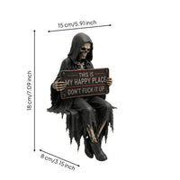 Skeleton Statue with Sign Gothic Decor Dark for Bookshelf, Collectors