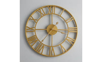 Wrought-Iron Style Wall Clock with Roman Numerals Vintage Skeleton Wall Clock Industrial Minimalist for Living Room, Office, Entryway