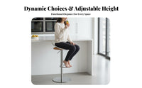 Adjustable Pedestal Stool Minimalist Design Pedestal Bar Stool Upholstered Seat Ergonomic Backrest for Business Owners, Bistro