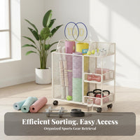 Easy to Move Exercise Mat Storage Rack Mobile Rolling Fitness Equipment Cart Space Saving Design Rolling Fitness Equipment Organizer 360° Rotating Wheels for Corner