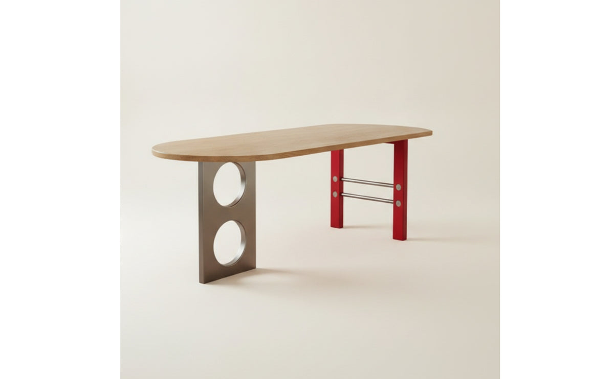 Modern Semi-Oval Table Long-Lasting Ash Wood Table Water-Resistant Desk Space-Saving for Home Office