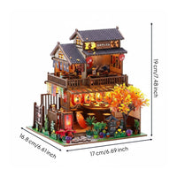 DIY Japanese Sushi Shop Kit Realistic Design DIY Wooden Sushi Restaurant Model with Furniture Japanese Restaurant Model Kit for Hobbyists, Adults