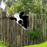 Peeping Cow Yard Stake Iron Outdoor Ornament Easy to Install