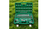 61 Pieces Socket Tool Kit with Carrying Case Automotive Drive Socket Set with Ratchet Professional Mechanics Tool Set for Garage, Roadside Maintenance