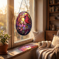 Easter Window Hanging Light Catching Stained Glass Effect Egg Easy to Hang Cross Egg Ornament for Holiday Decorators, Homeowners, Panes, Porch, Door