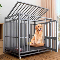 Metal Dog Crate Raised Base Portable Dog Crate Slatted Pet Floor Enclosure