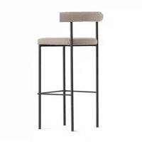 Minimalist High-Legged Stool Padded Backrest Counter Chair Upholstered Seat