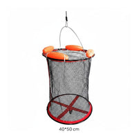 Floatable Floating Catch Basket Foldable Coated Fishing Net Basket Rust Resistant Portable Catch Keep Net Quick Drying for Anglers