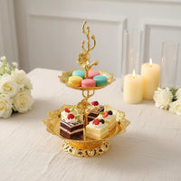 2-Tier Dessert Stand Plum Blossom Decoration European Design Serving Plate