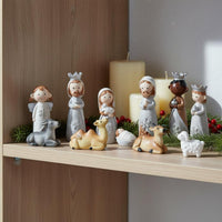 12 Pieces Christmas Manger Scene Figures Nativity Figurines charm Design Miniature Nativity Figurines for Living Room, Tabletop