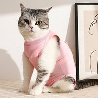 Cat Recovery Suit with Fasteners, Sleeveless Turtleneck Spay Suit for Cats, Neuter and Post Surgery Care, Anti-Licking Protection