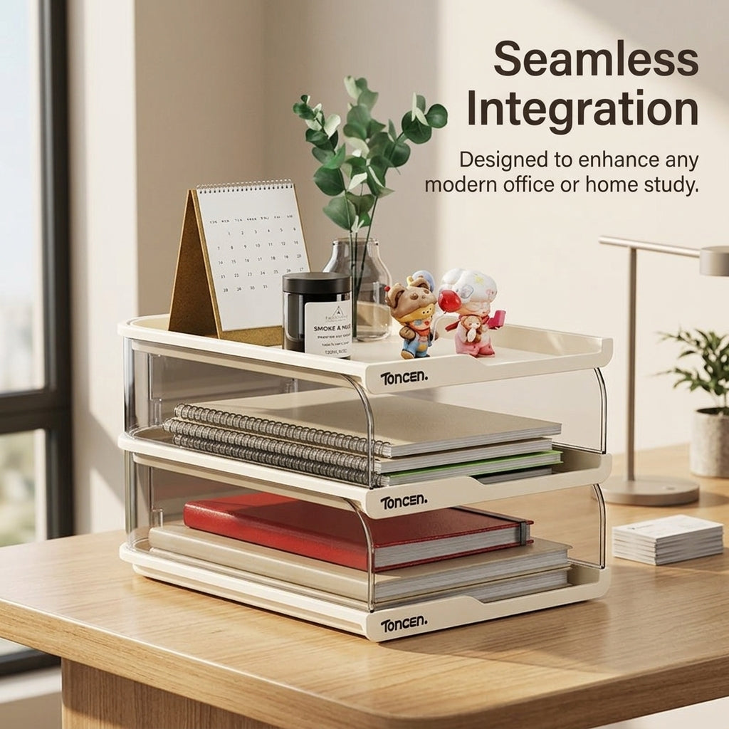 3 Tier Desktop Organizer for Office, Acrylic Document Rack, Stackable File Tray for Desk, Multi Holder for Workers
