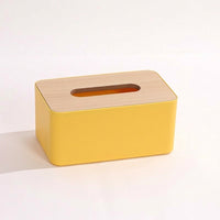 Tissue Box with Wood Lid for Modern Bedroom Decor, Rectangular Tissue Box Holder and Napkin Holder, Durable Polypropylene Body for Home Office