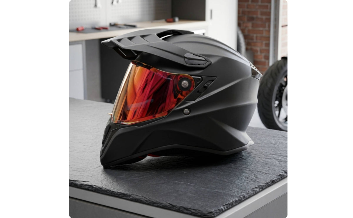 DOT Certified Full Face Helmet with Peak | Washable Liner with Dual Visor, for unpaved terrain