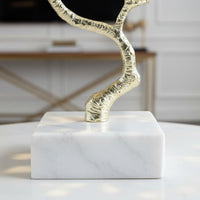 Steel Floral Sculpture Modern Marble Base Ornament Artistic Flower Statue Available Office, Entryway