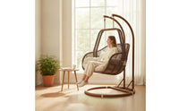 Freestanding Egg Chair with Stand Adjustable Hanging Chair with Stand Woven Furniture Outdoor for Patio