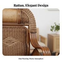 Highspine Rattan Chair Natural Aesthetic Woven Rattan Armchair Supportive spinerest artisanal Design for Adults, Bedroom, Study