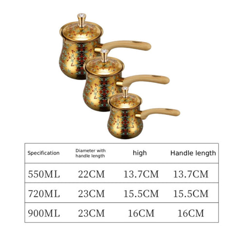 3 Pieces Turkish Coffee Pot Drip Spout Stainless Butter Warmer Easy to Clean Stovetop Cookware for Kitchen