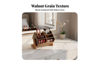 Tiered Wooden Makeup organizer Walnut Finish Vanity Organizer Large Capacity