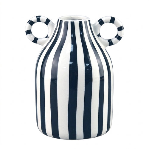 Ceramic Striped Vase, Modern Minimalist Style