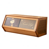 Slanted-Front Cabinet Wood-Grain Bamboo Storage Cabinet Decorative Bamboo Pantry Cupboard for Bedroom