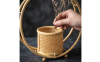 Bamboo Vase Holder Woven Bamboo Stand with Circular Frame Round Vase Stand for Florists, Decorators, Tea Room, Foyer Table, Event Styling