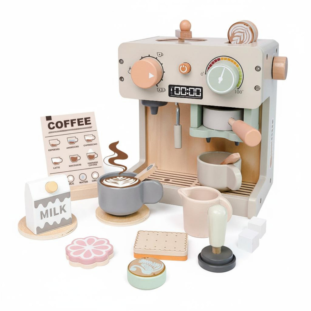 Toy Coffee Machine Educational Kitchen Appliance Toy Set Smooth Edges Mini Kitchen Appliance Toys for Kids