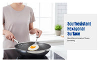 Stainless Steel Wok, 304 Nonstick Frying Pan, Hexagonal Surface, No Coating, Scuff Resistant, Flat Bottom, Chef Kitchen