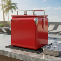 Metal Chilling Container with Handle Insulated Chiller Chest Insulated Ice Chest for Outdoor, Camping, Car Travel