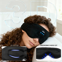 3D Contoured Sleep Mask with Hollow Nose Bridge, Bluetooth, Memory Foam, Detachable