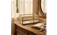 Vintage Jewelry Box with Drawers Transparent Glass Jewelry Box Compact Shockproof for Dresser