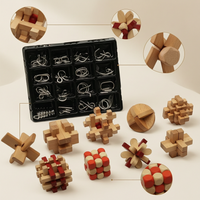 Kongming Luban Lock Brain Teaser Puzzle Set for Kids, Wooden Interlocking Disentanglement Toy Gift Box